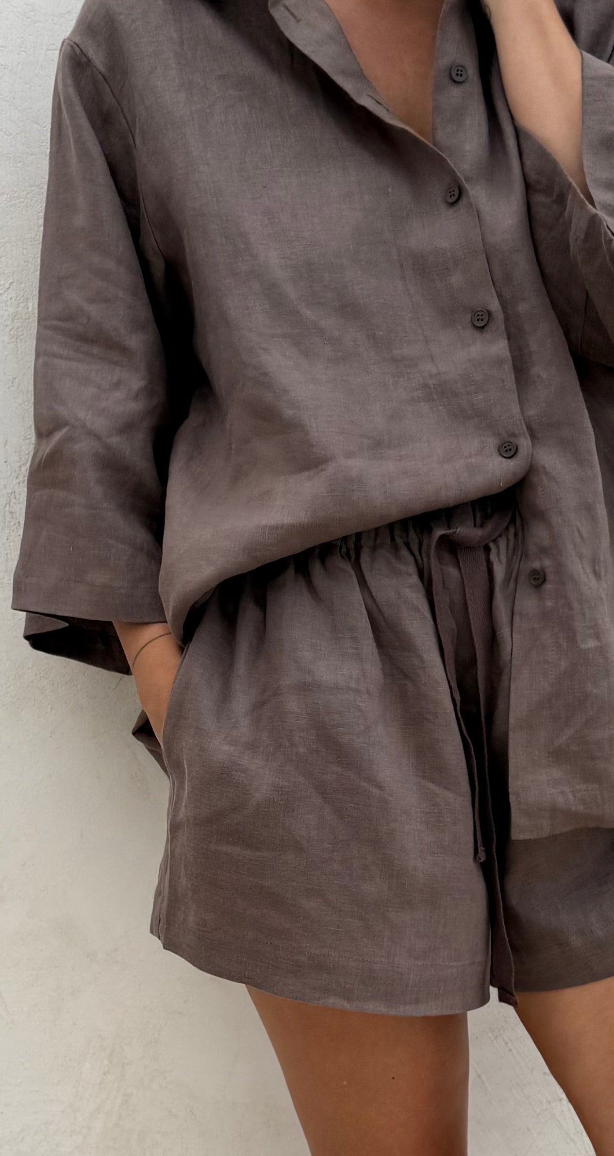 CACAO LINEN SHORTS