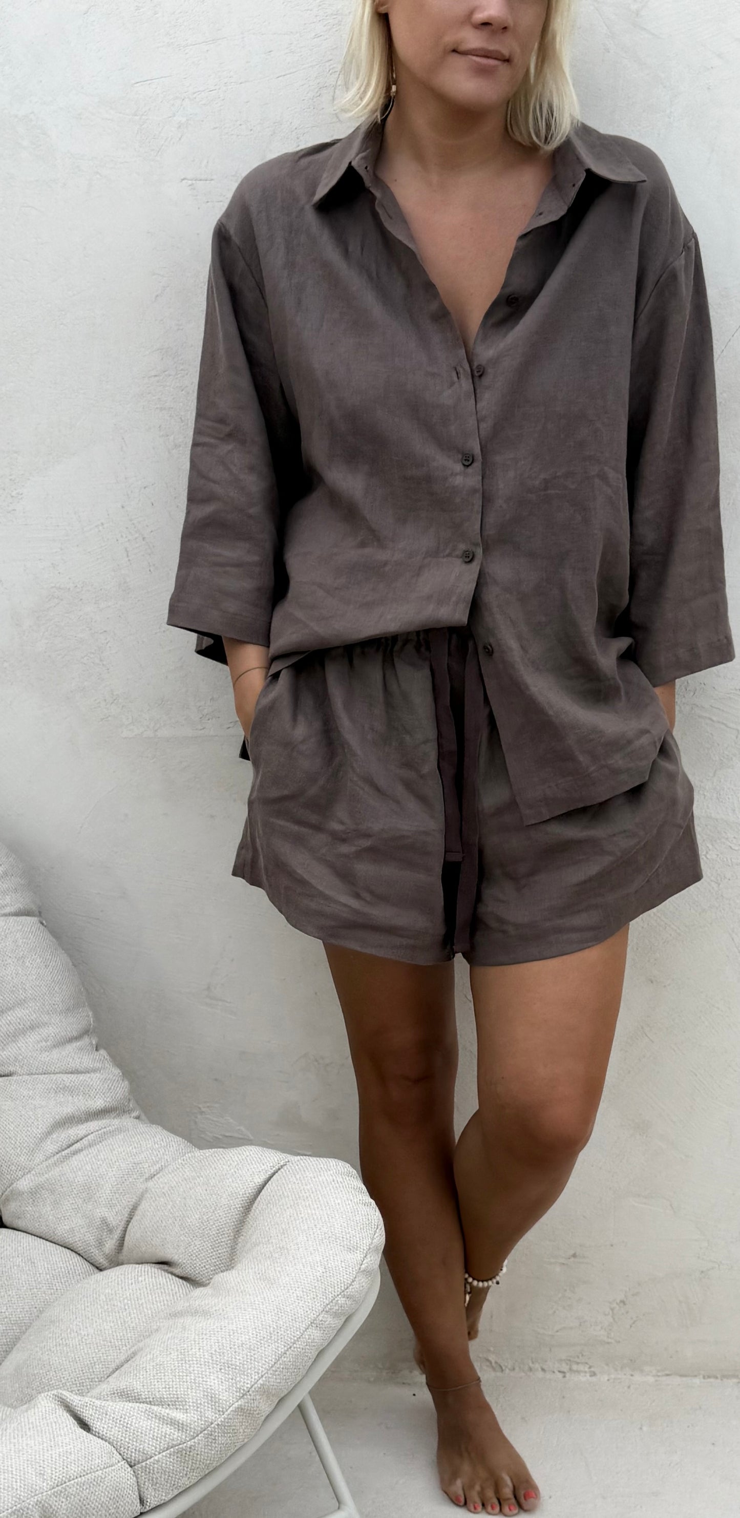 CACAO LINEN SHORTS