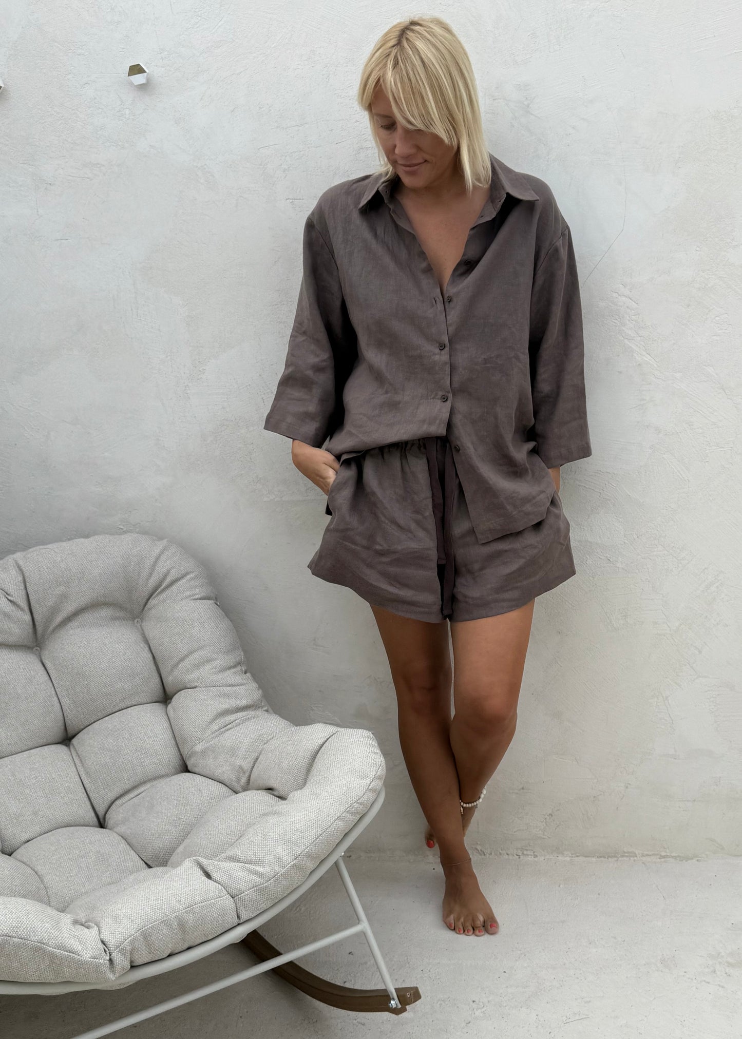 CACAO LINEN SHORTS